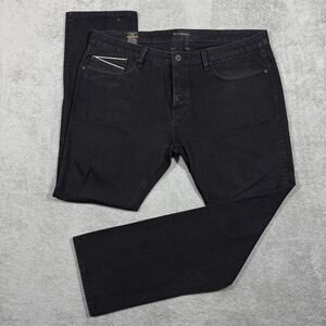 Cult Of Individuality Jeans Mens 40x33 Black Rebel Straight Selvedge‎ Denim